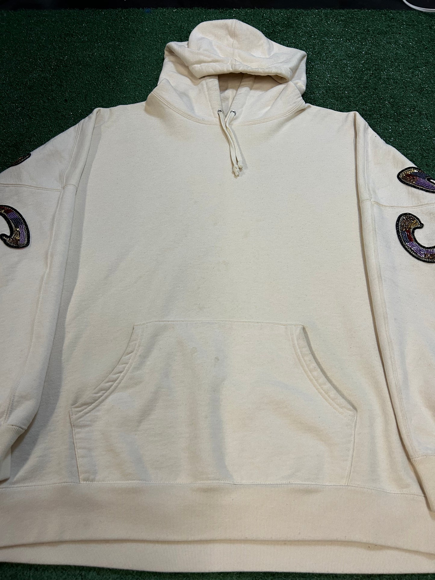Supreme cream beaded hoodie