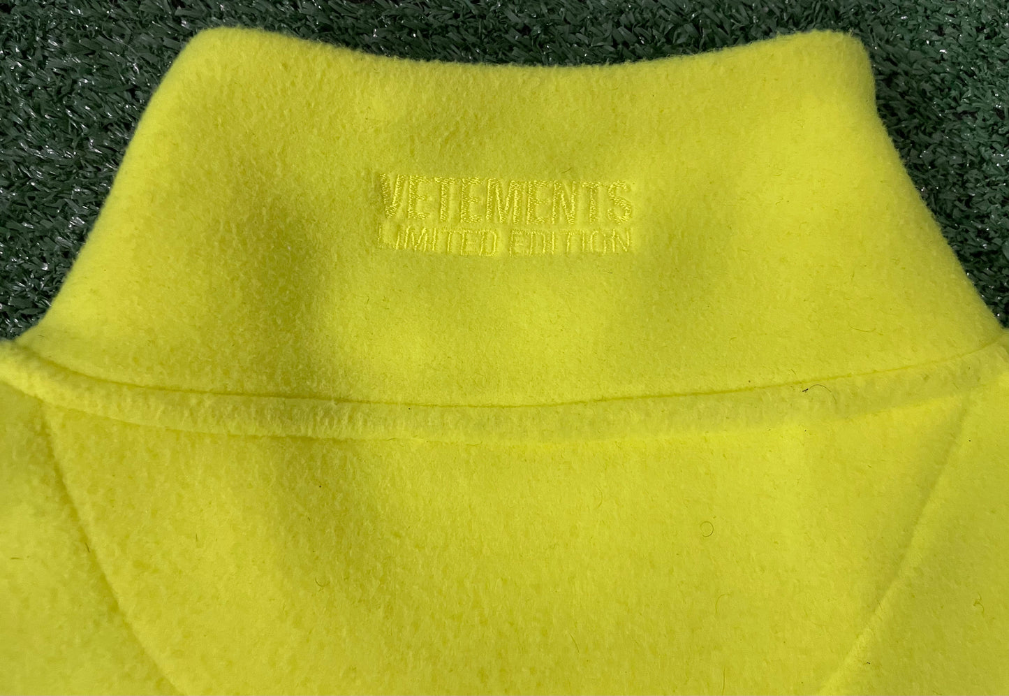 Vetements flou yellow fleece zip up jacket