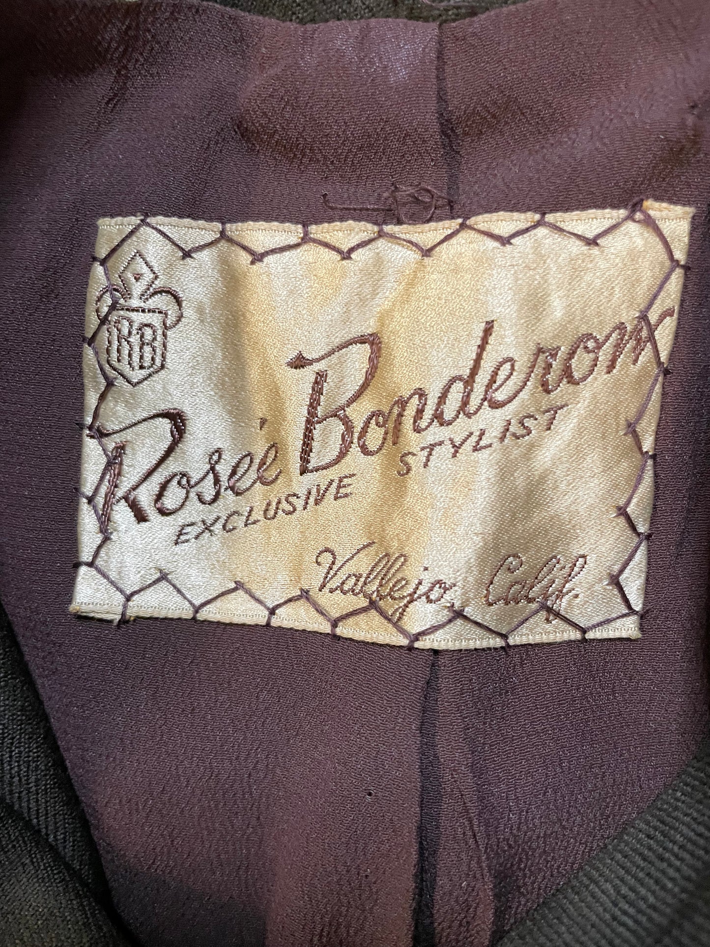 Vintage 1940s Rosee bonderson brown blazer