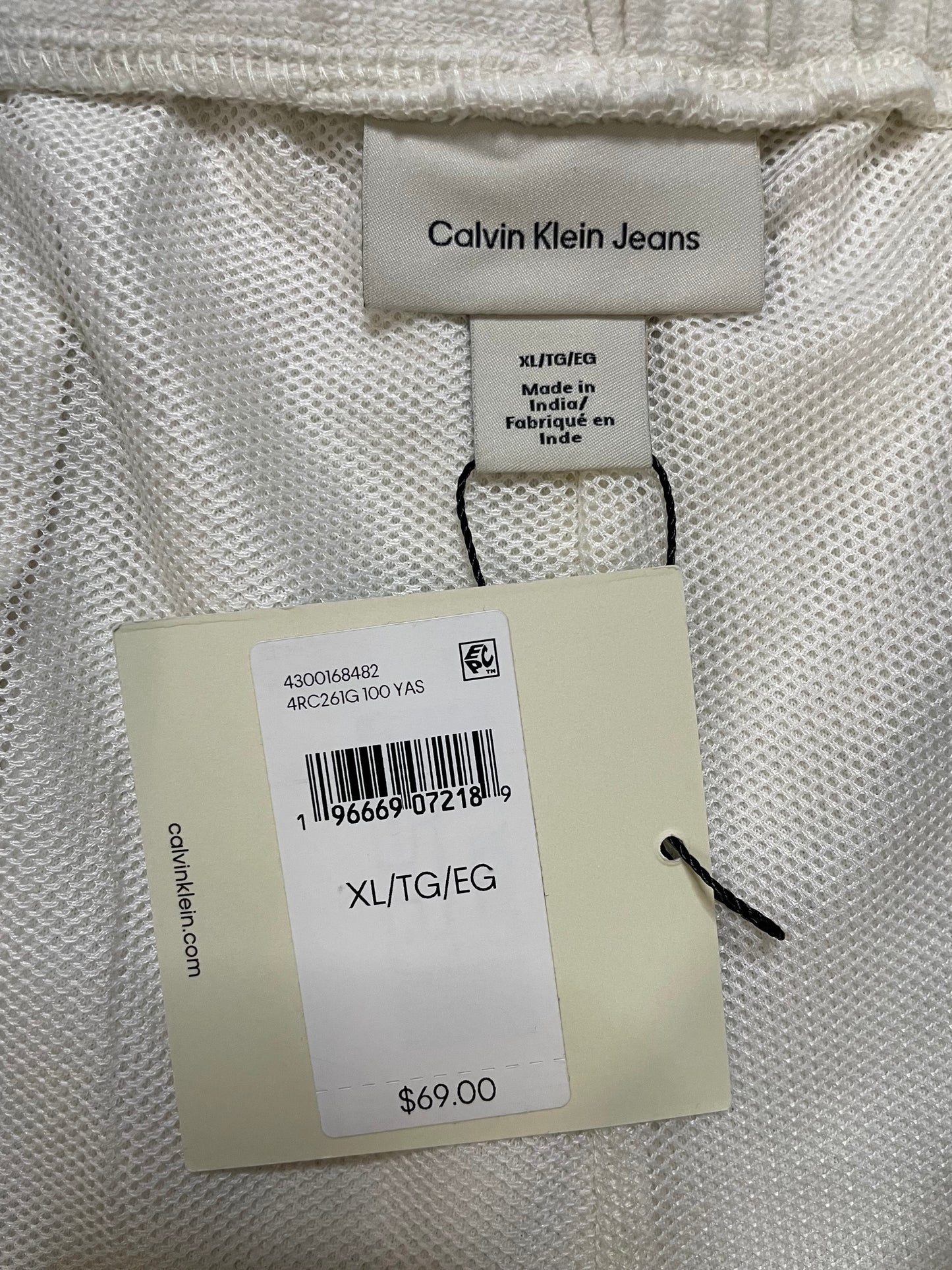 Calvin Klein cream embroidered shorts
