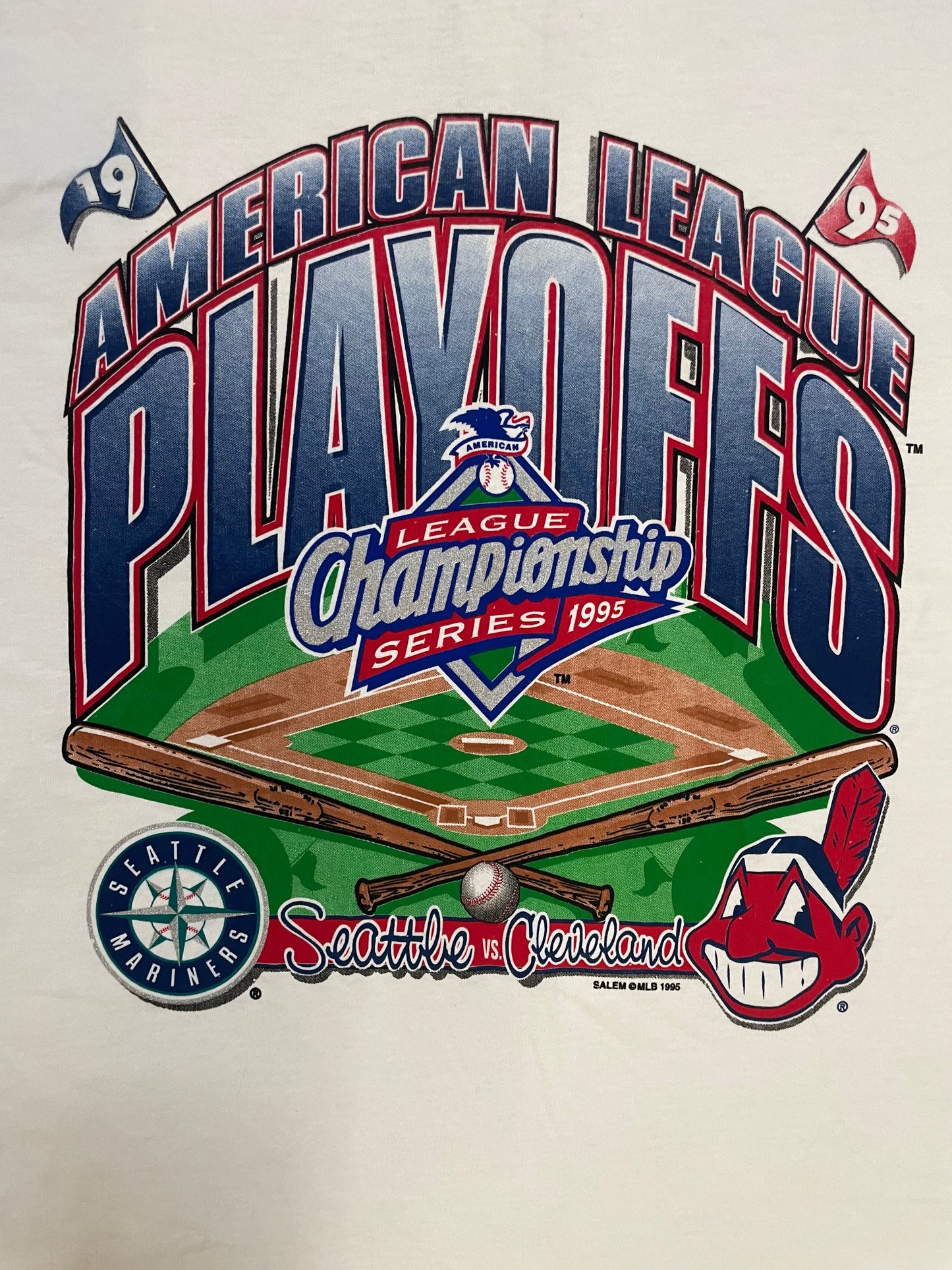Vintage 1995 American League Playoffs Seattle mariners vs Cleveland Indians tee