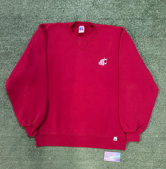 Vintage 1990s WSU Washington state university red and grey embroidered crewneck