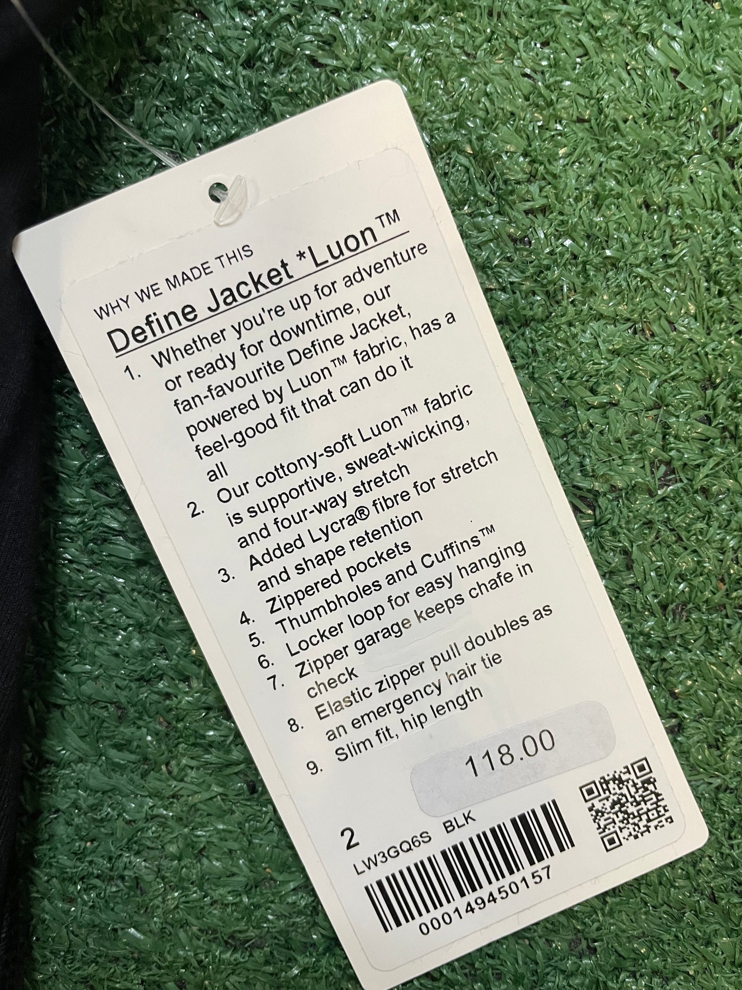 lululemon define luon black jacket