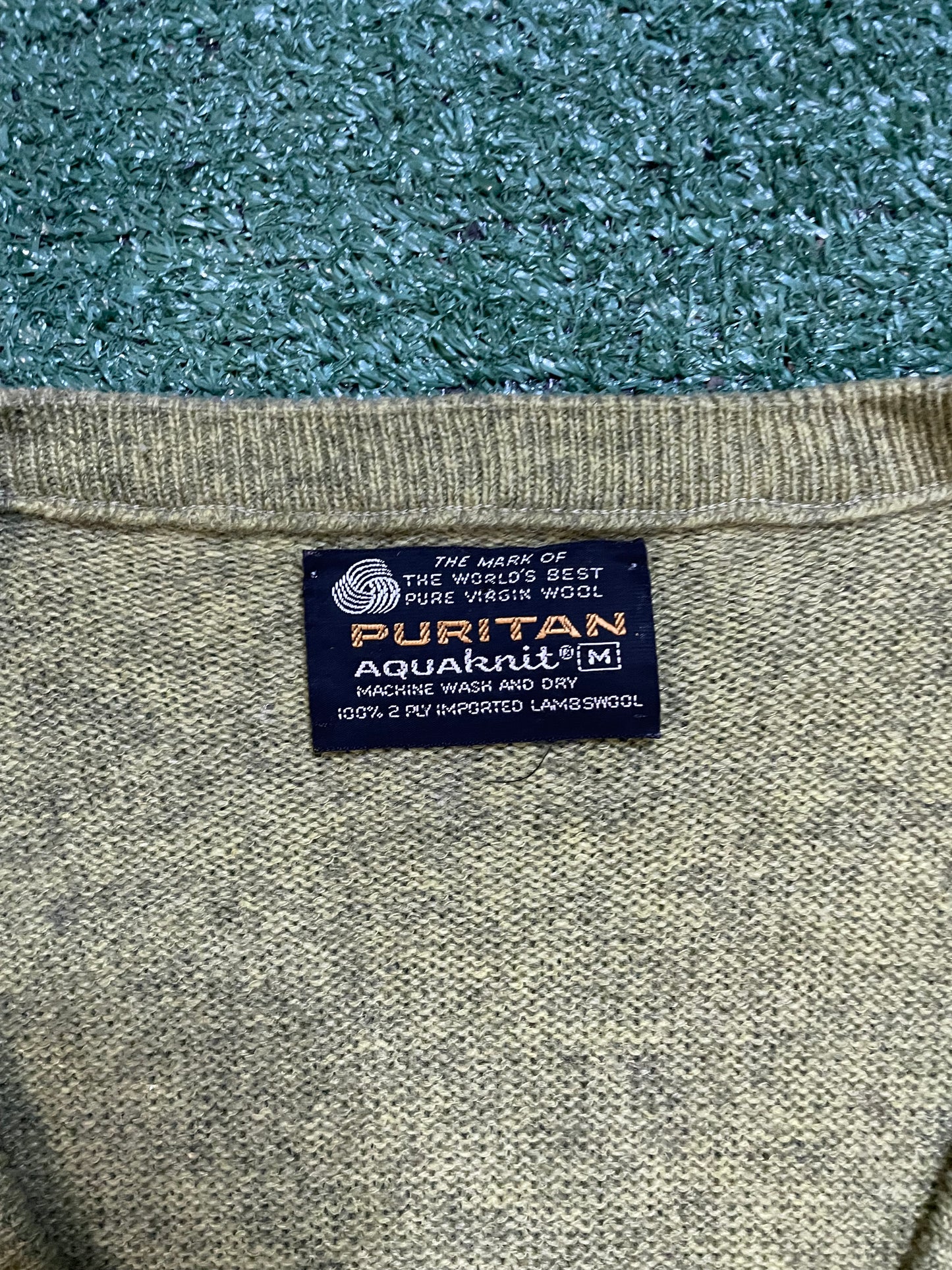vintage 1970 Puritan Aquanaut green wool sweater vest
