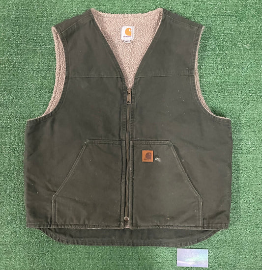 Vintage Carhartt olive green Sherpa vest