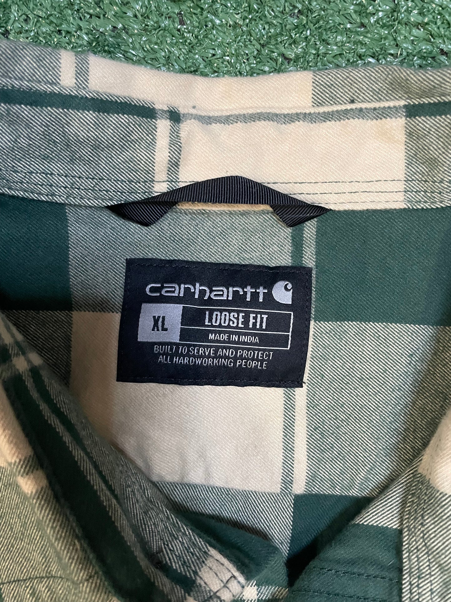 Carhartt green and beige flannel