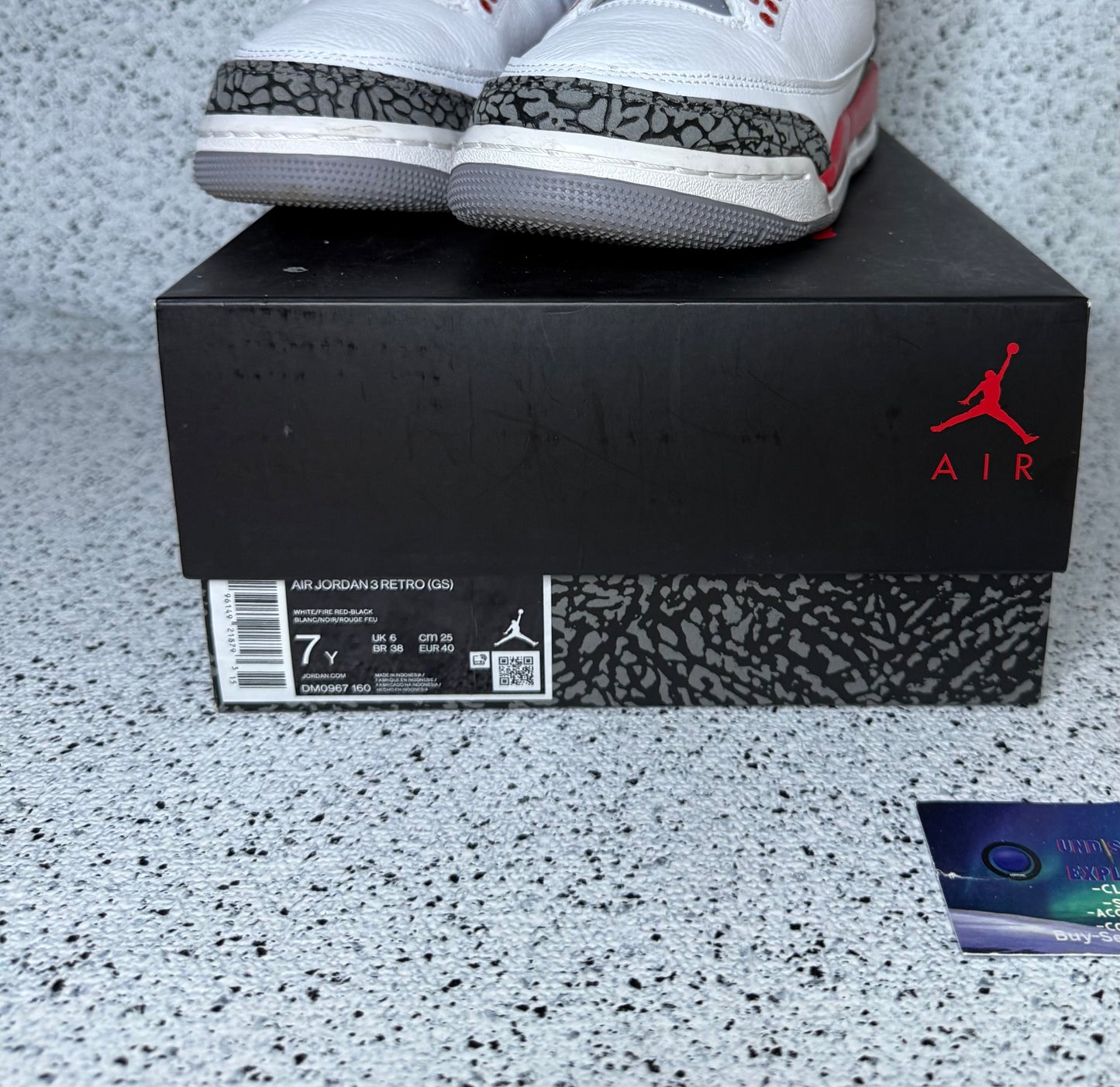 Jordan 3 Fire Red 7 Youth/8.5 Women “Preowned”