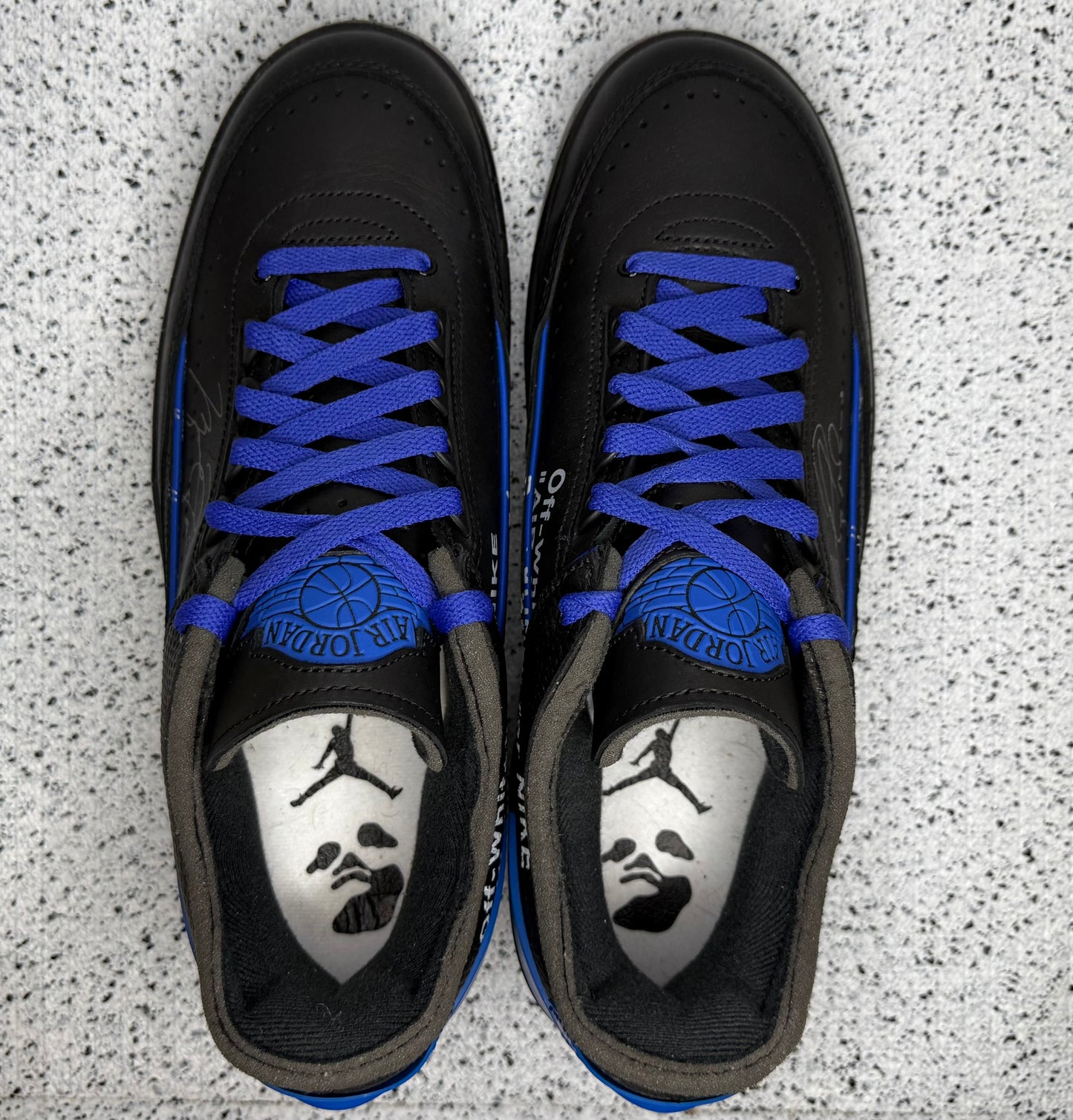 Jordan 2 Off White Black Blue 10.5 Men/12 Women “Preowned”