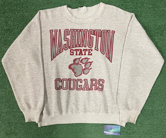 Vintage 1990s WSU Washington State Cougars Pawprint Crewneck