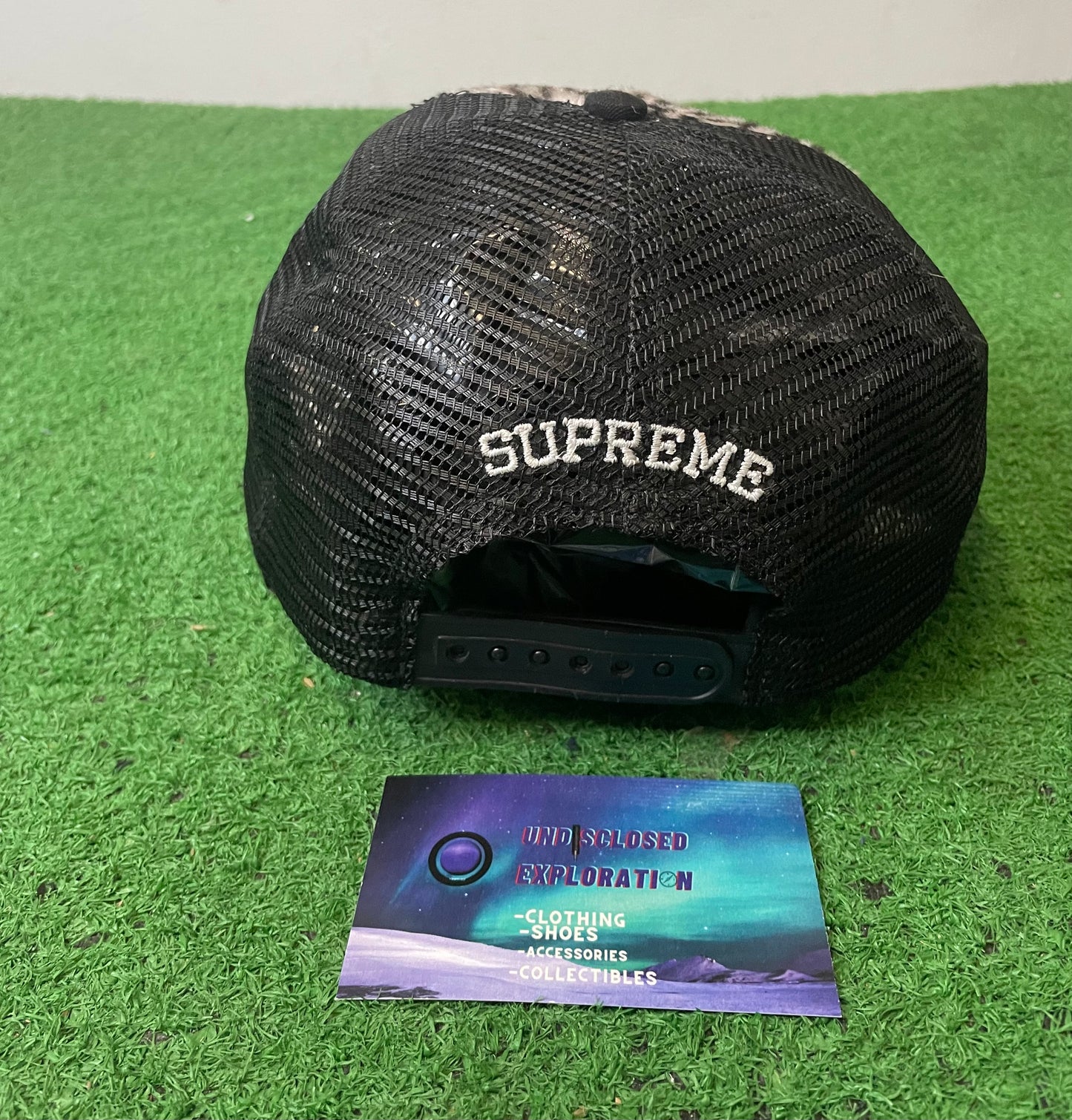 Supreme leopard mesh hat