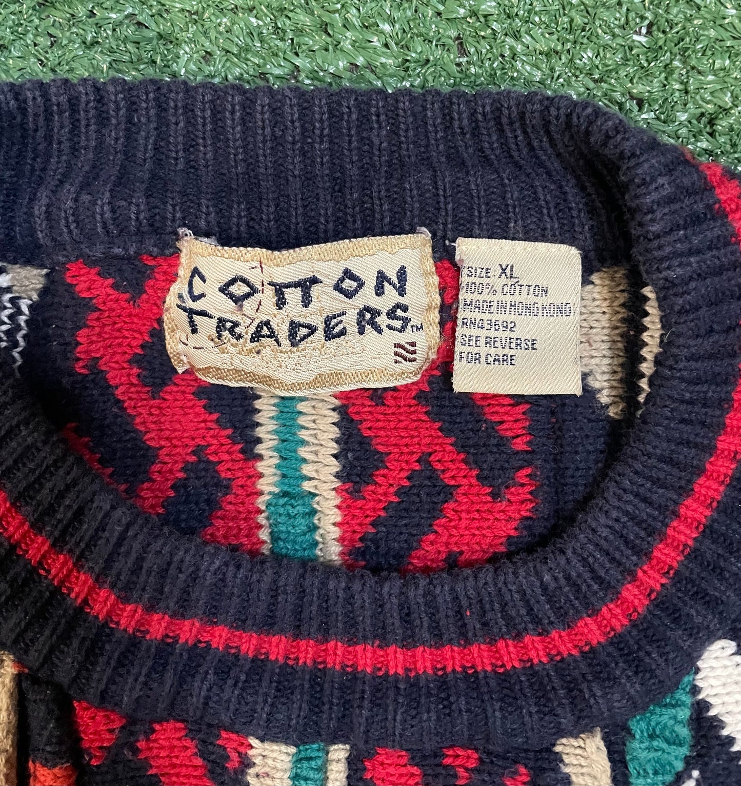 Vintage 1990s Cotton Traders Coogi style 3D knit