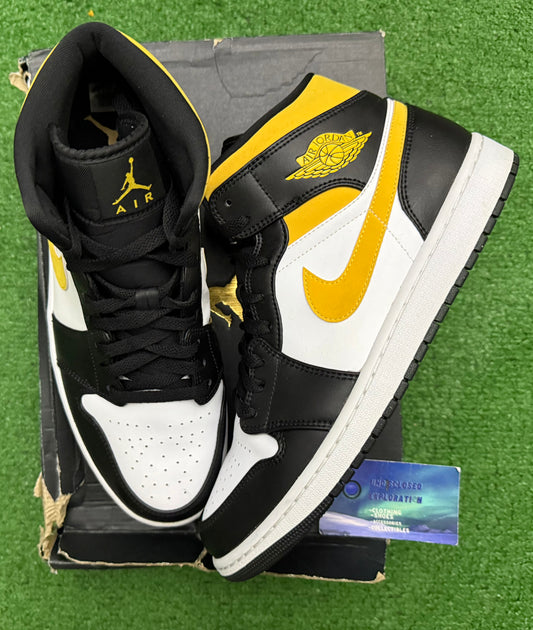 Jordan 1 Mid Black University Gold 11 Men/12.5 Women “Preowned”