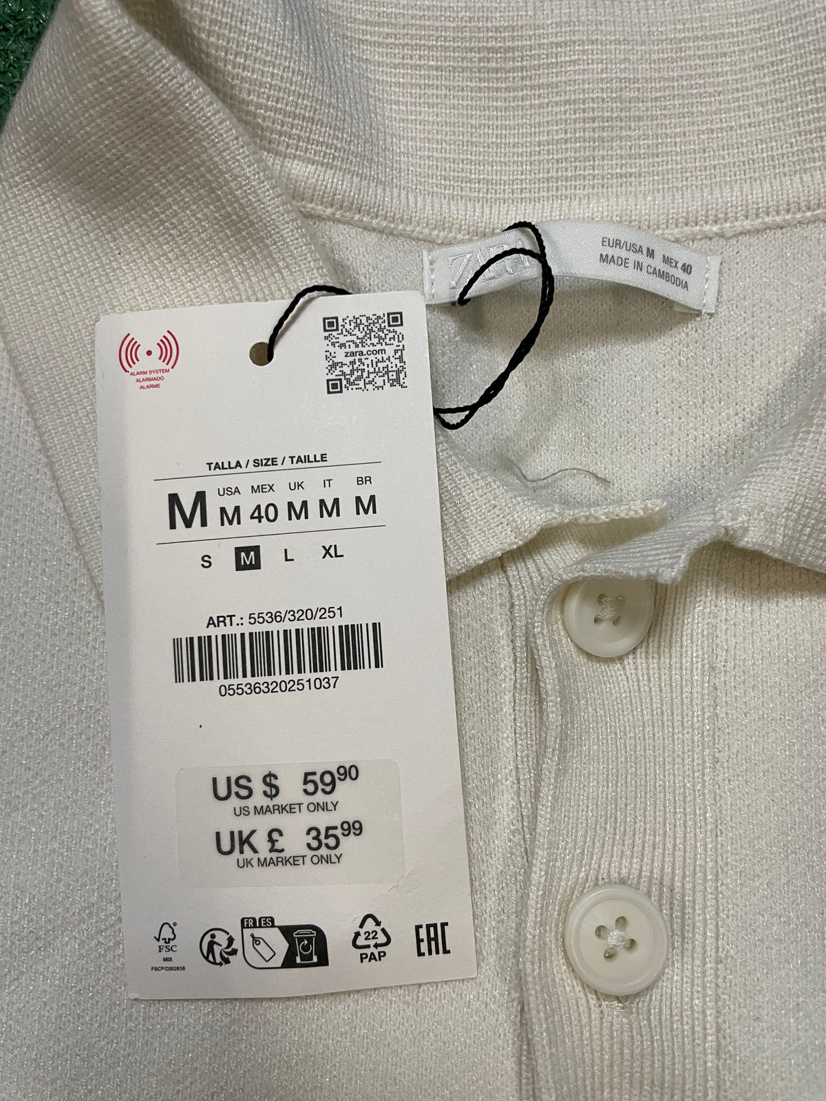 Zara beige longsleeve polo