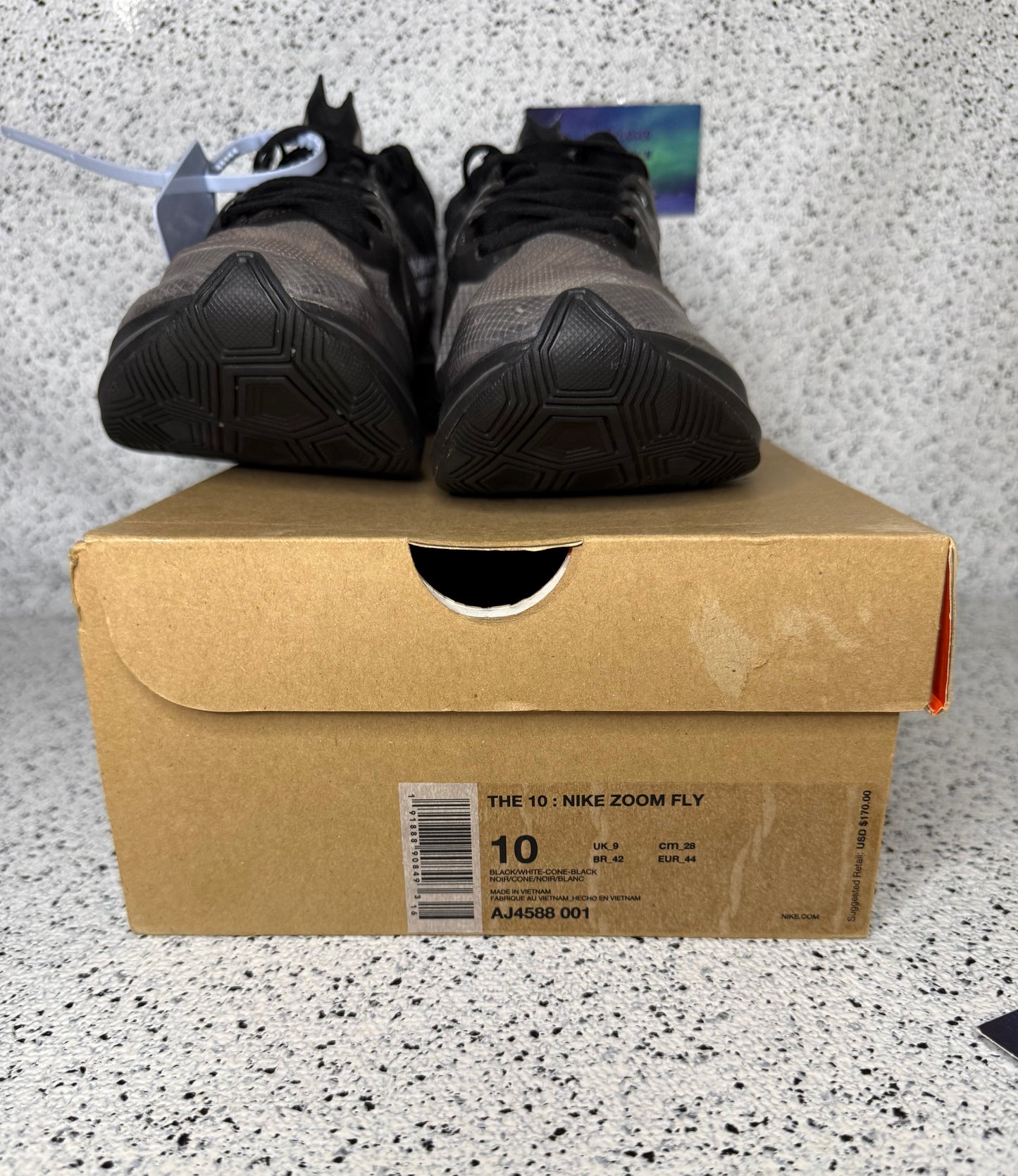 Nike Off-White Zoom Fly Black 10 Men/11.5 Women “Preowned”