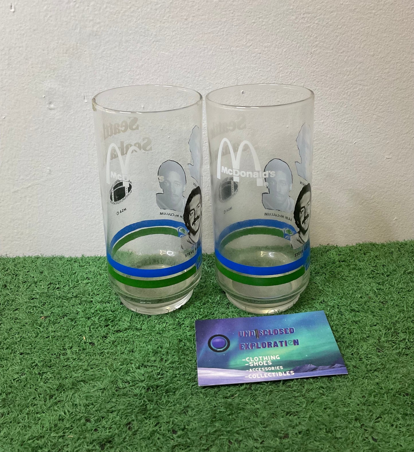 Vintage Seattle Seahawks 1970s Jim Zorn Steve Raible Sam Mcullum Glass Cup Set