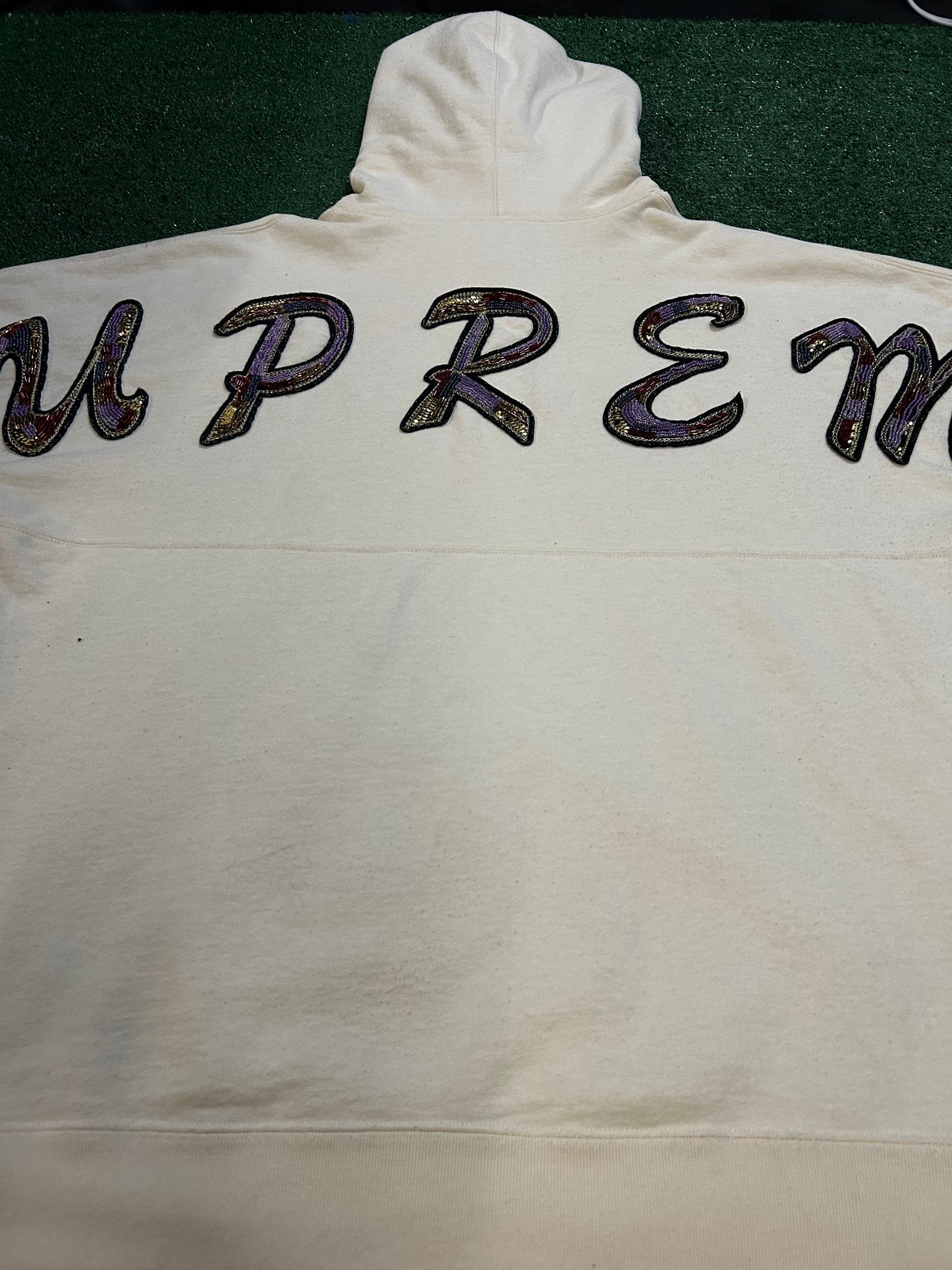 Supreme cream beaded hoodie