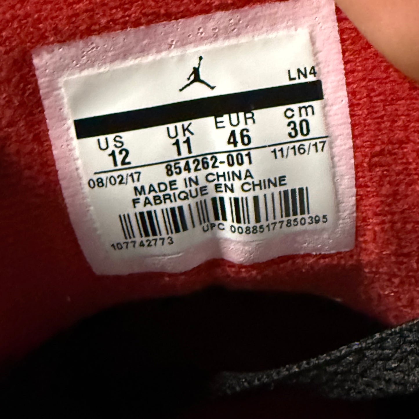 Jordan 3 Black Cement 2018 12 Men/13.5 Women “Preowned”