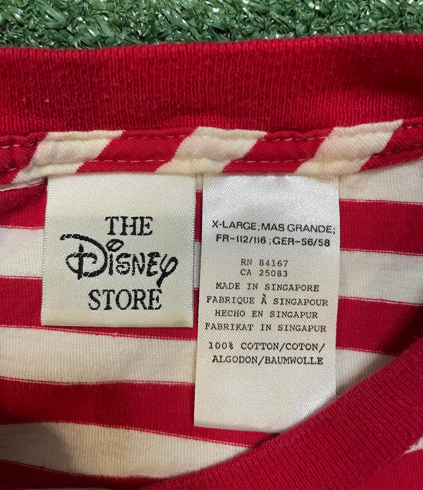 Vintage 1990s Mickey Mouse embroidered striped red tee