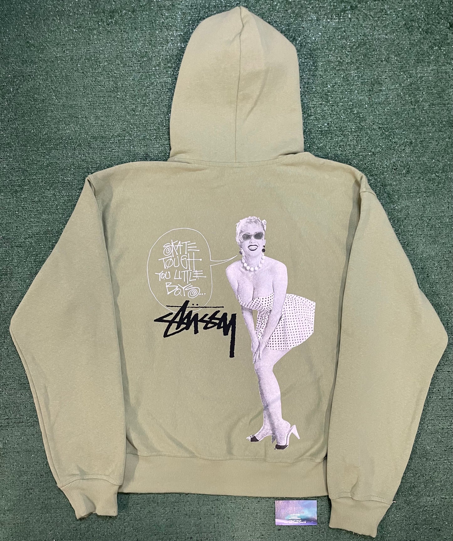 Stussy skate tough moss green zip up hoodie
