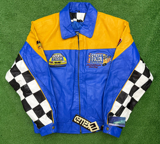 Vintage NASCAR Leather State Fair Brand Corn Dog Jacket