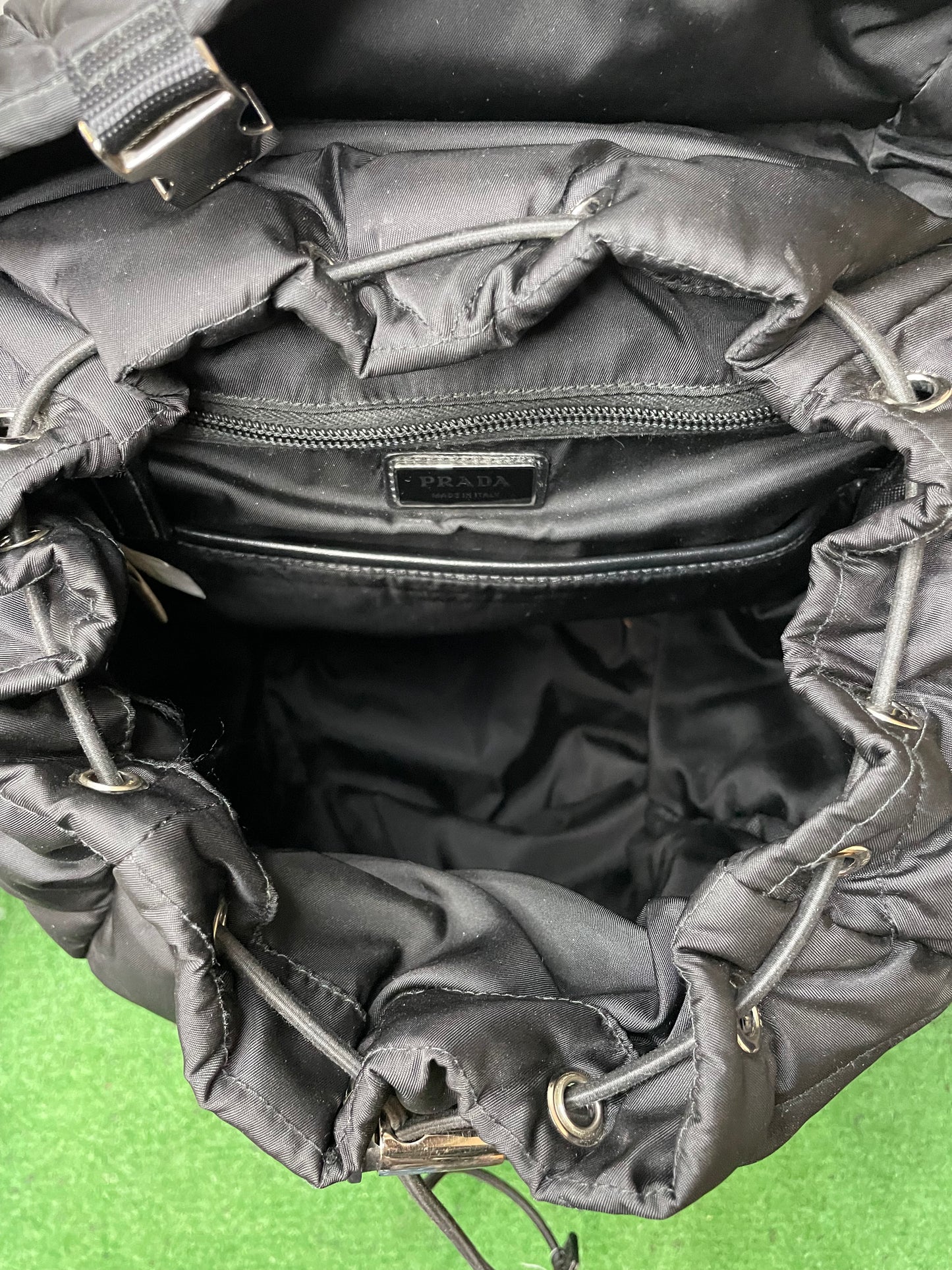 Prada Re-Nylon Padded Backpack With Hood In Black