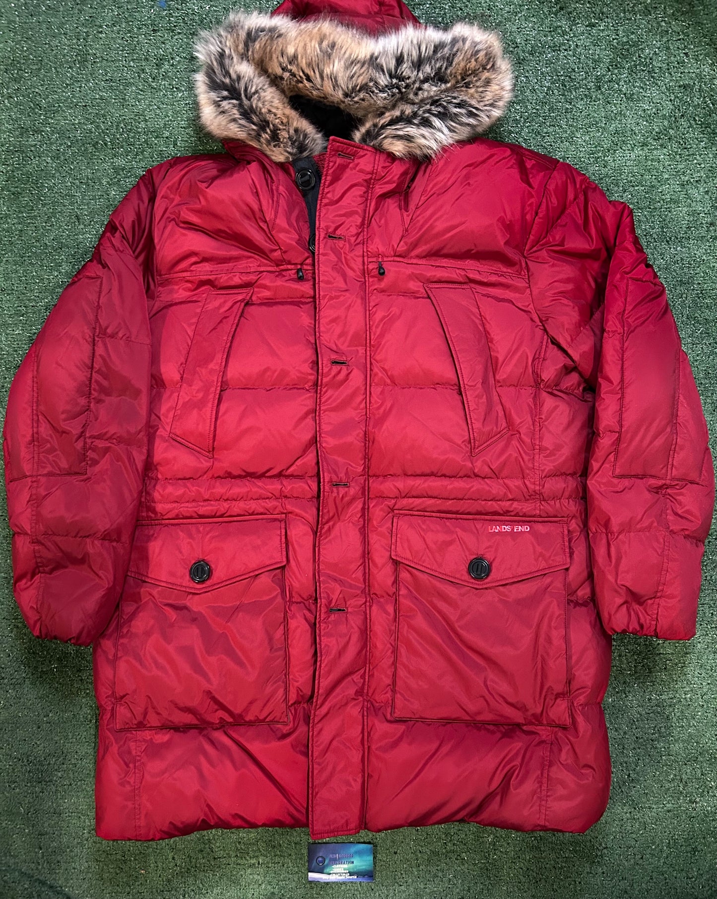 Lands End expedition red parka jacket