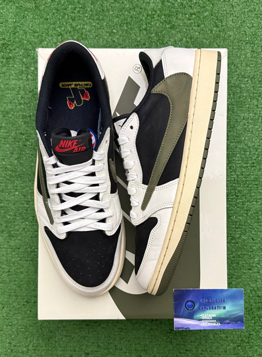 Jordan 1 Low Olive Travis Scott 9.5 Men/11 Women “Preowned”
