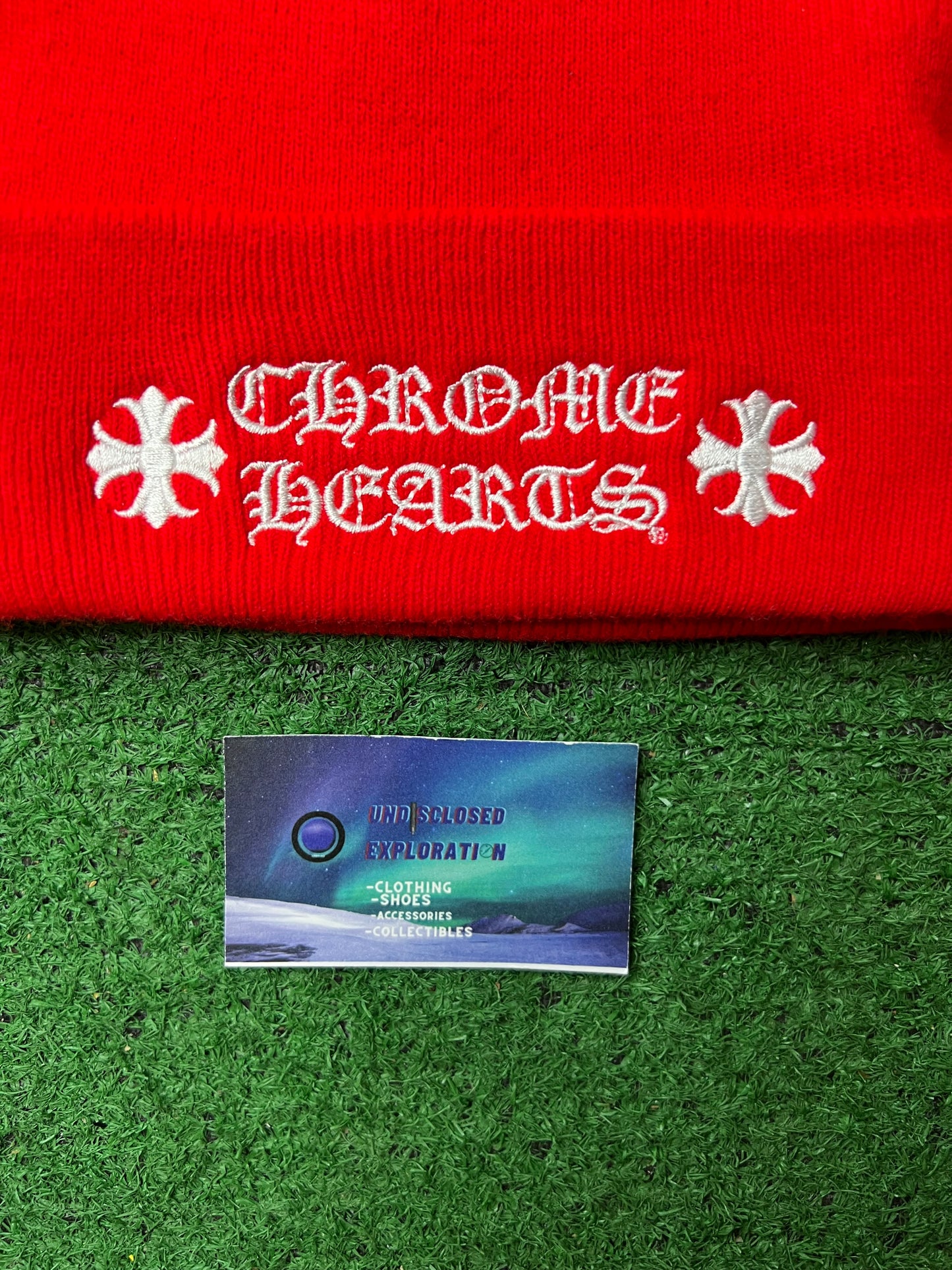 Chrome hearts logo beanie red