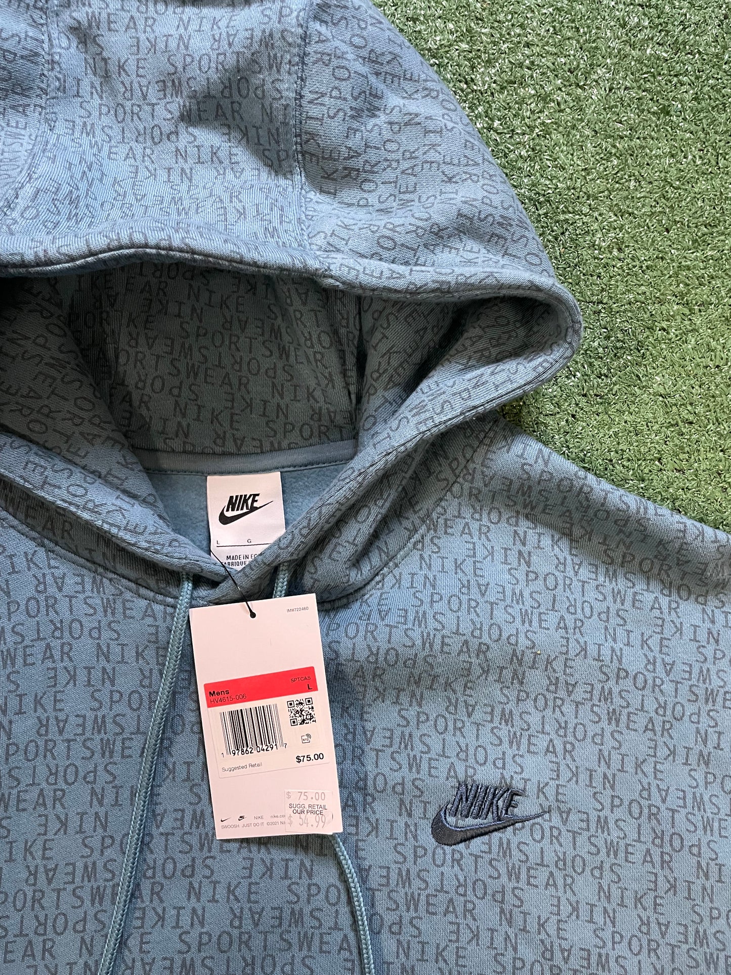 Nike Sportswear Club Fleece blue monogram hoodie