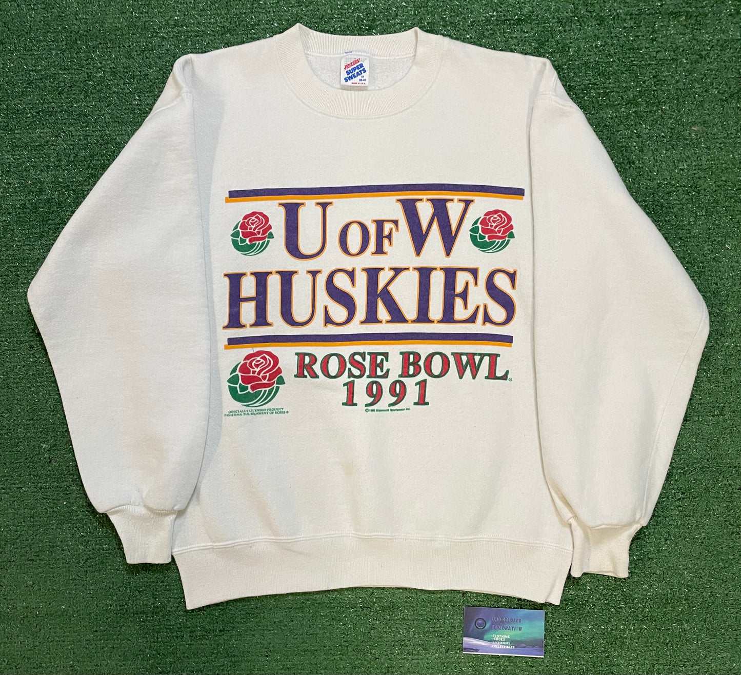 Vintage 1991 University of Washington UW huskies Rose bowl crewneck
