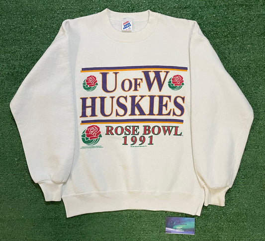 Vintage 1991 University of Washington UW huskies Rose bowl crewneck