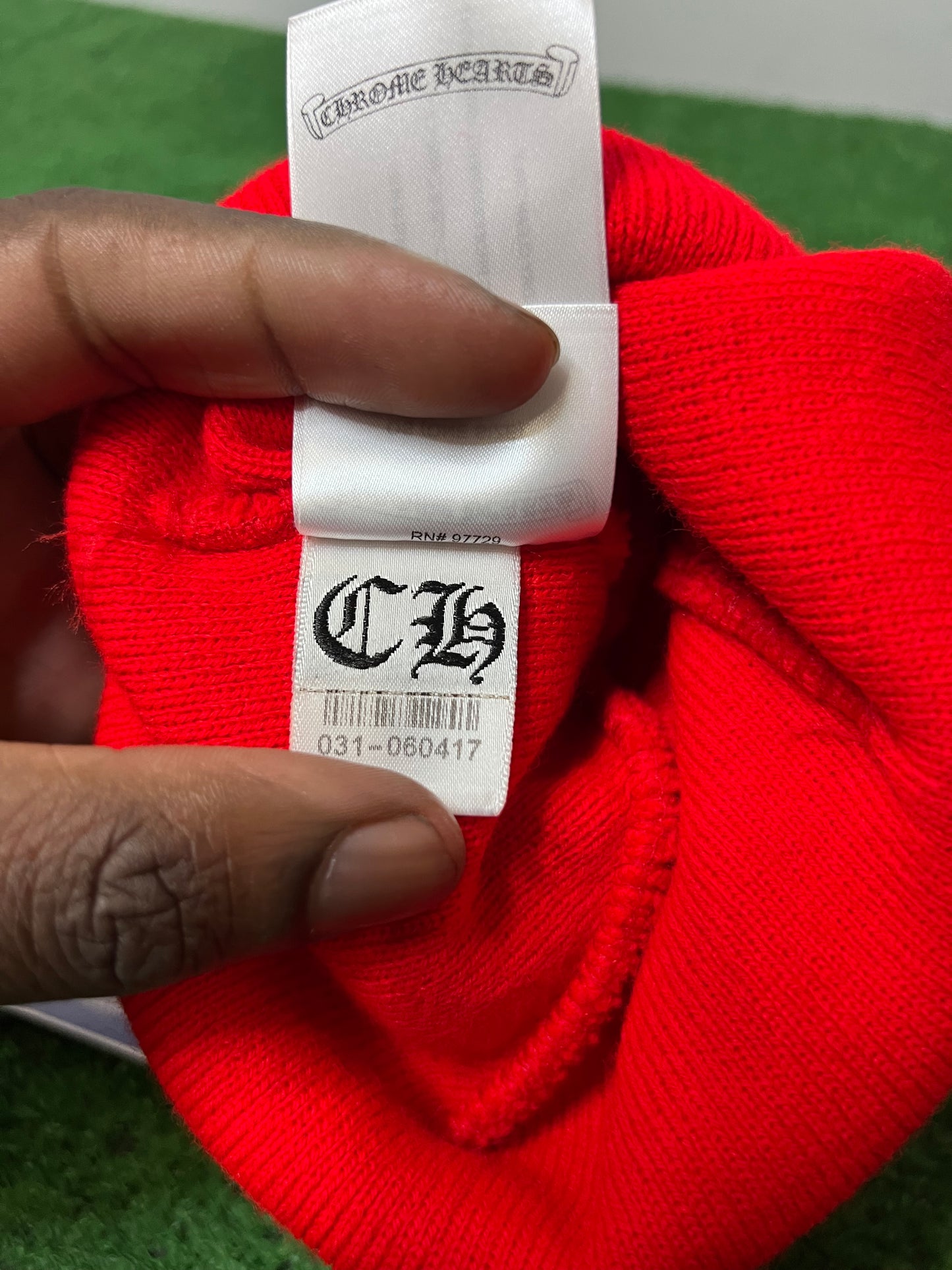 Chrome hearts logo beanie red