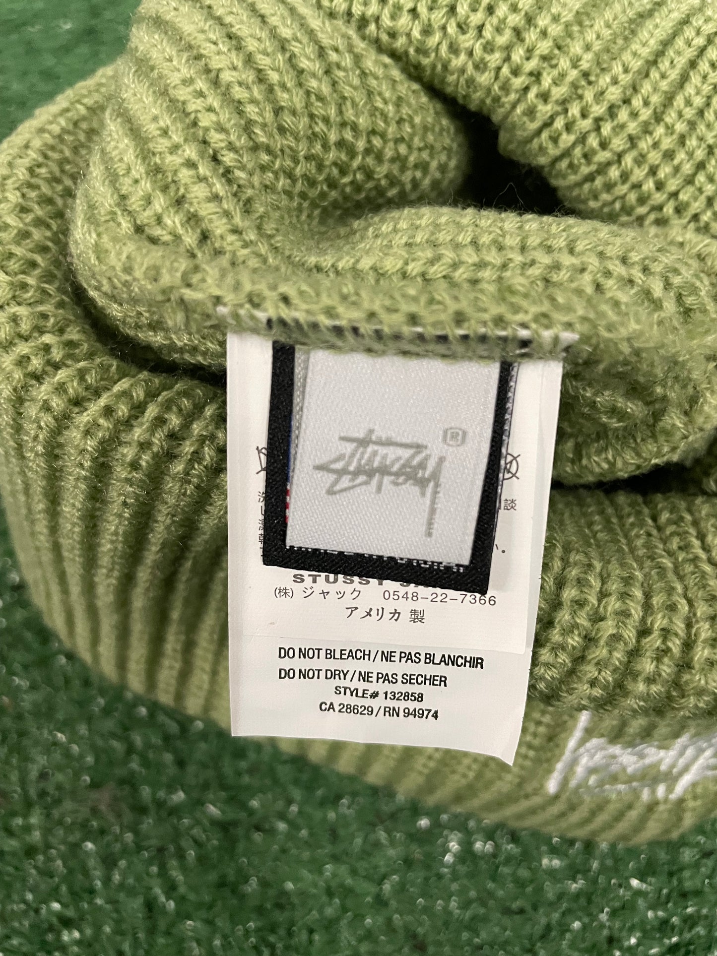 Stussy Pale Green cuff beanie