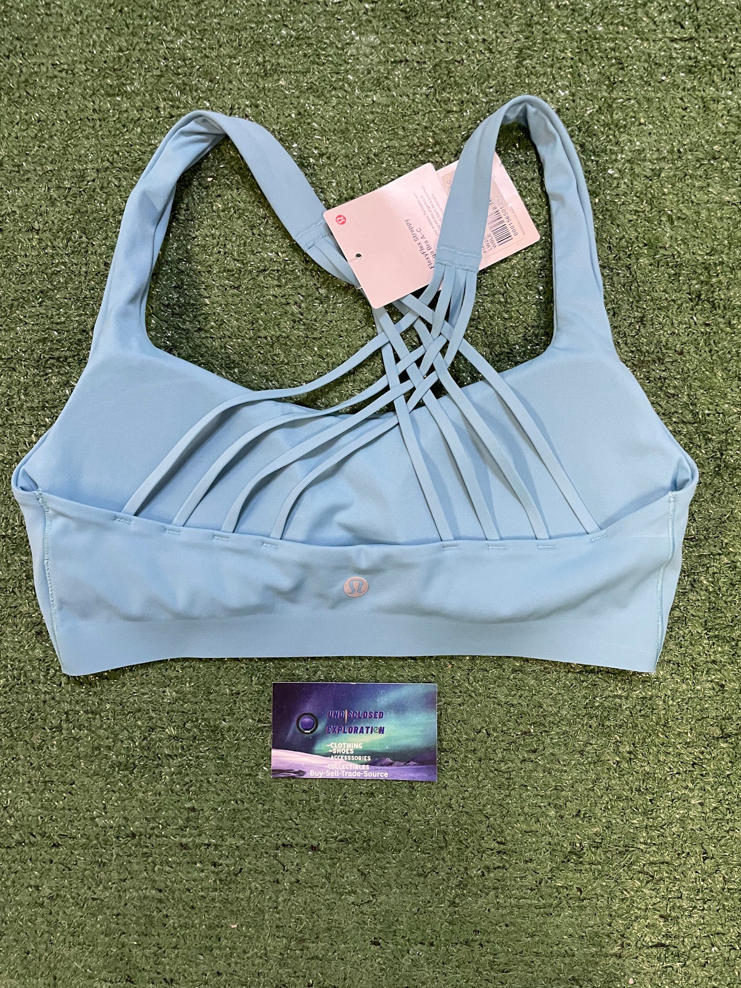 Lululemon FlexyFlex strappy yoga bra light blue