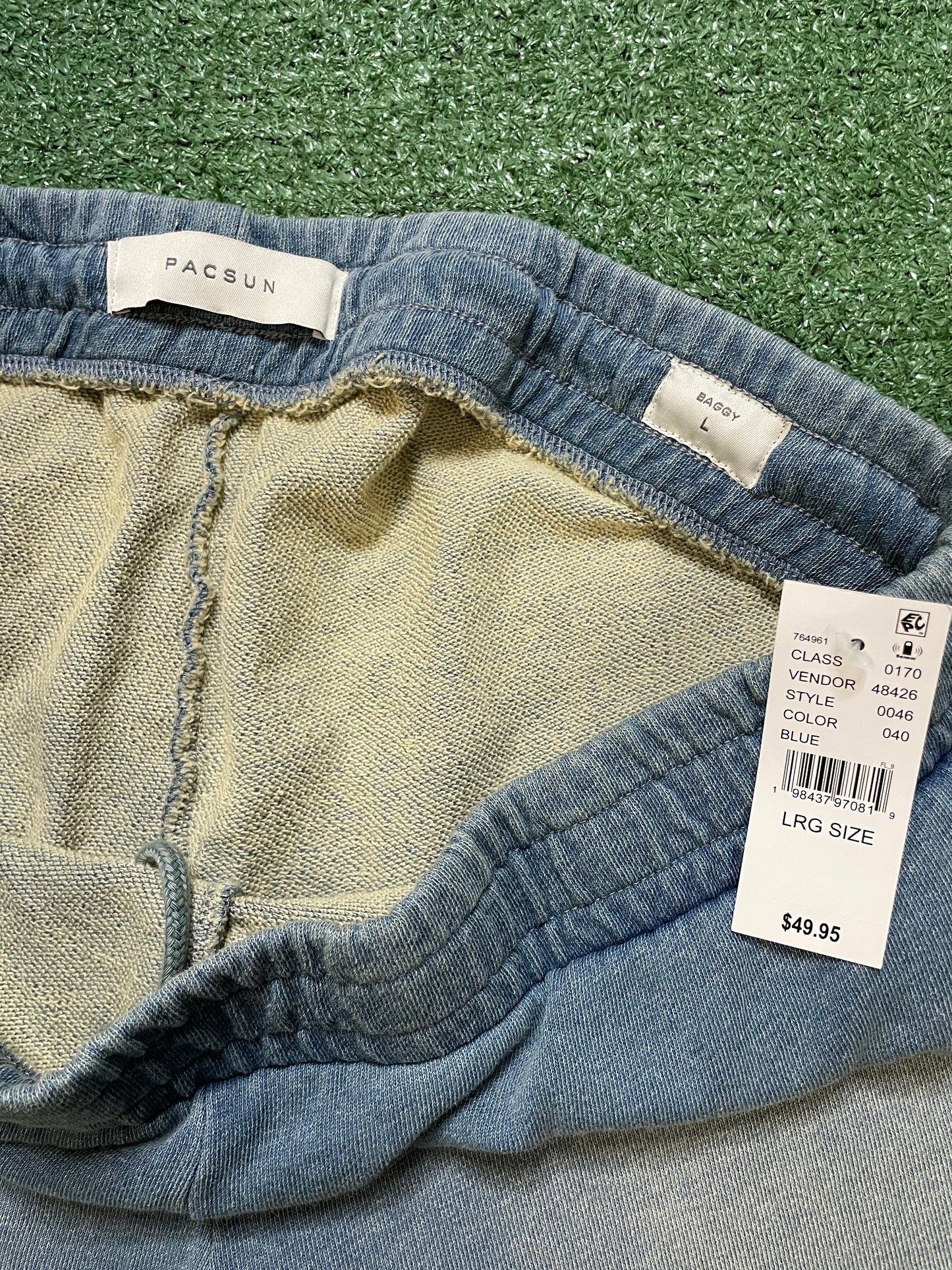 Blue stone wash sweat shorts
