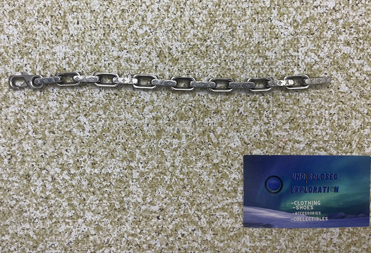 Louis Vuitton Chain Bracelet Engraved Monogram Silver
