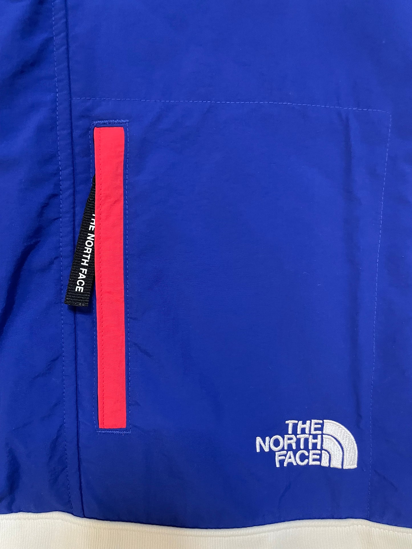 North face half zip fleece white and blue