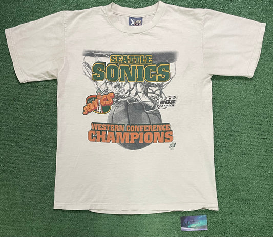 Vintage 1996 Seattle Sonics western conference champions  playoffs tee