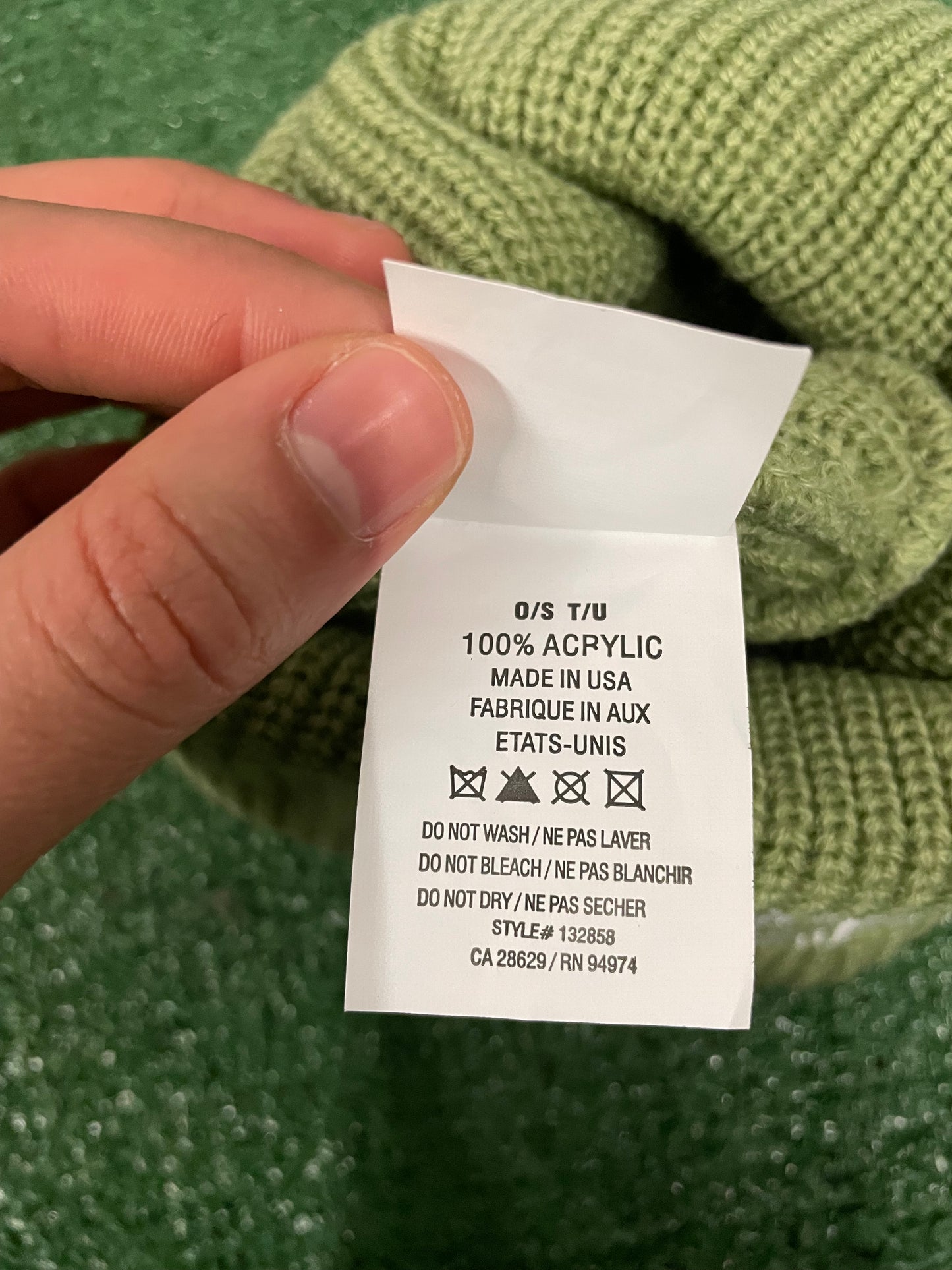 Stussy Pale Green cuff beanie