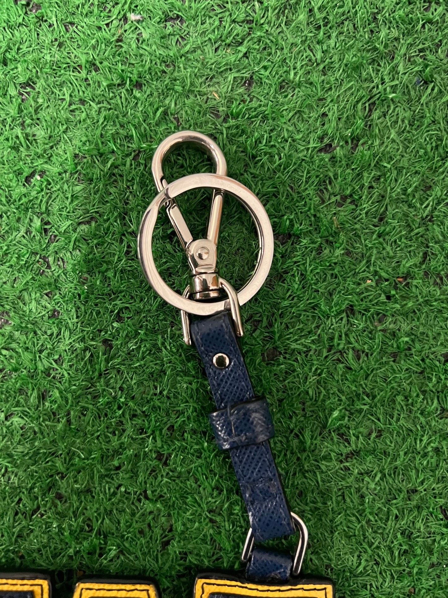 Prada W Letterman saffiano keychain