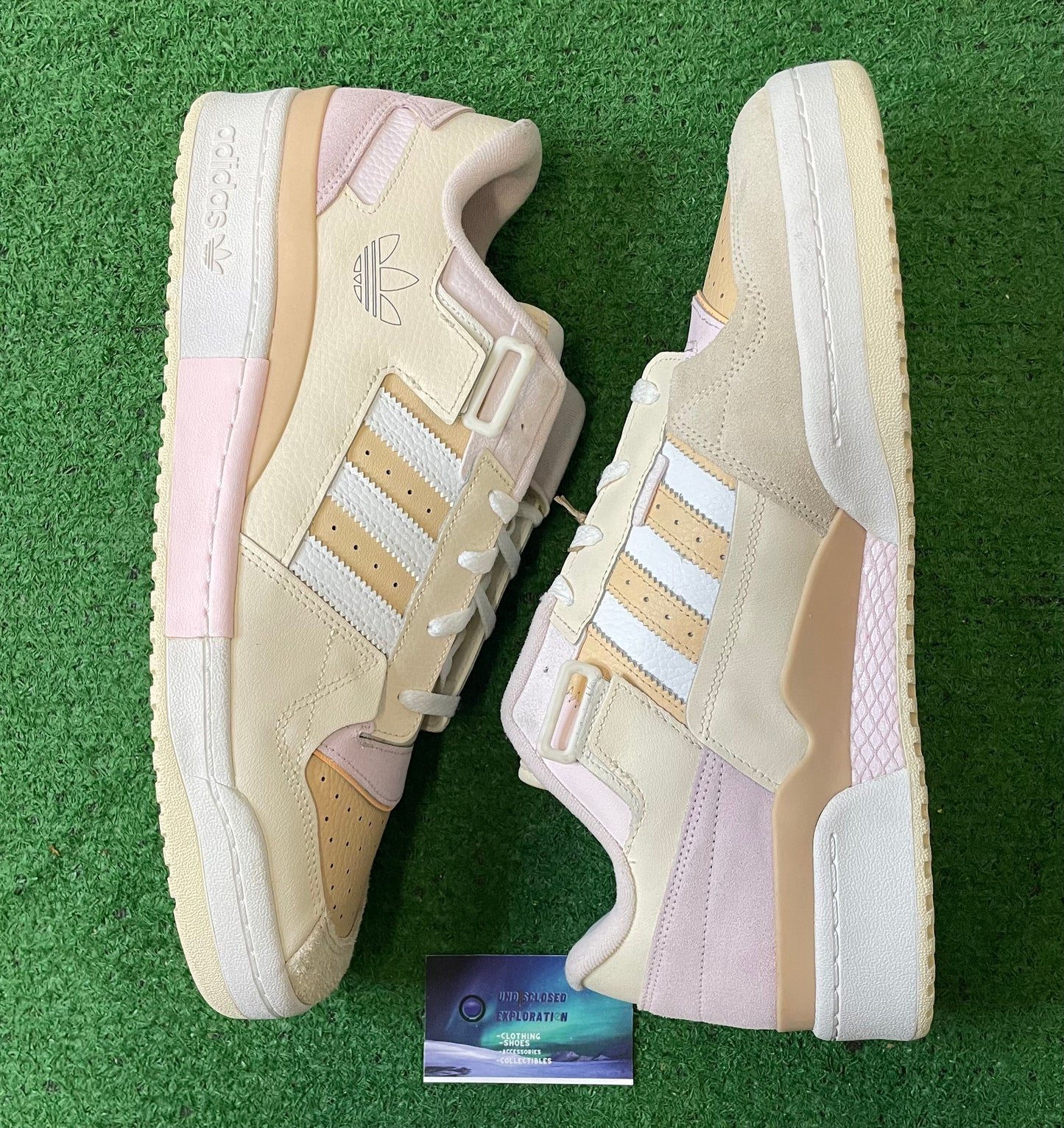 Adidas forum exhibit low ecru tint halo amber