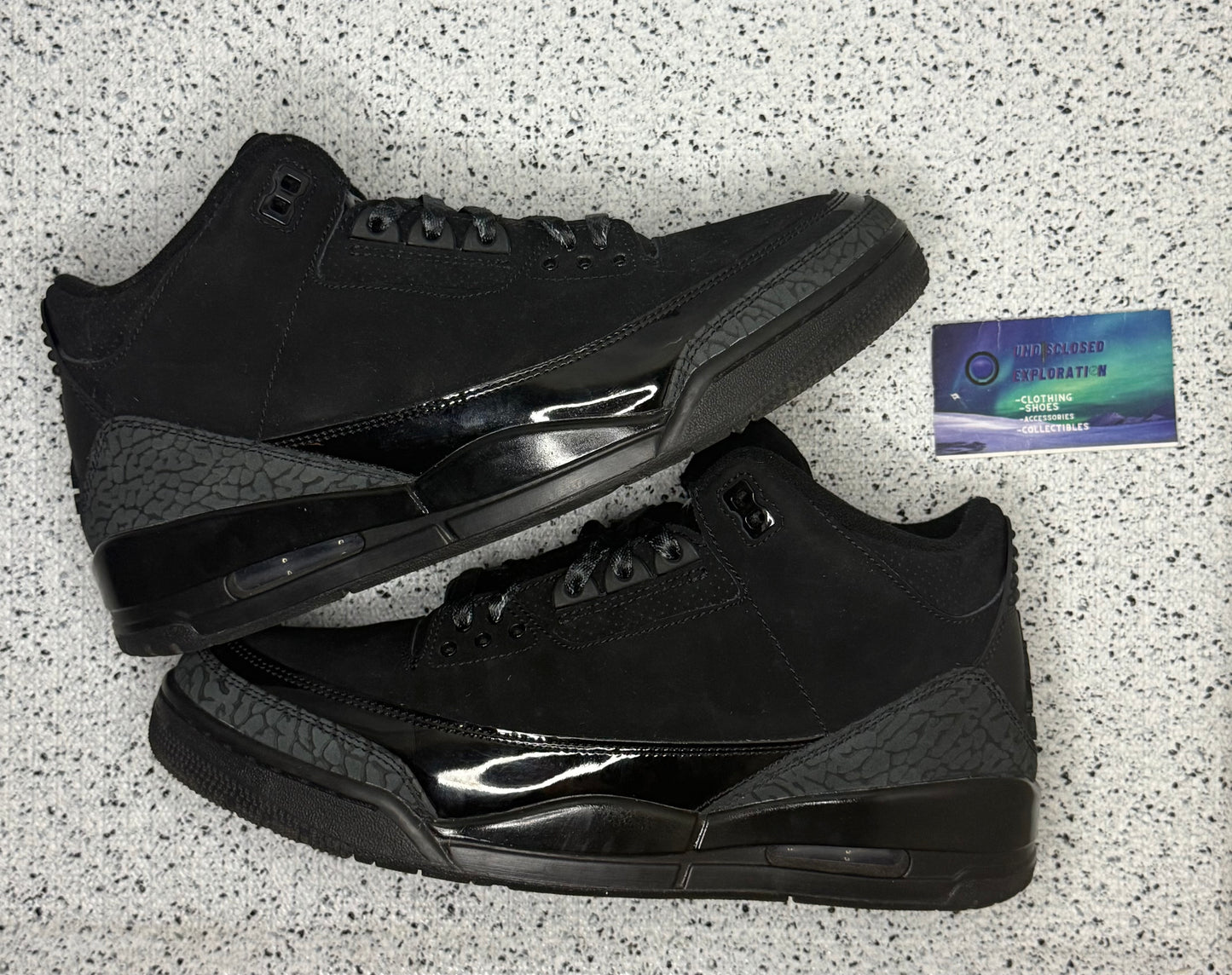 Jordan 3 Black Cat 10.5 Men/12 Women “Preowned”