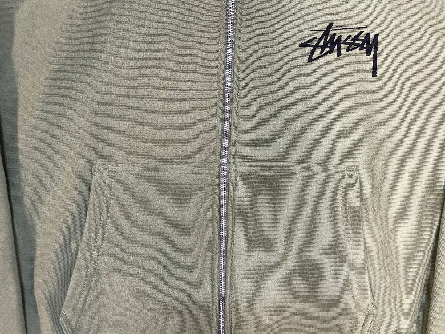 Stussy skate tough moss green zip up hoodie