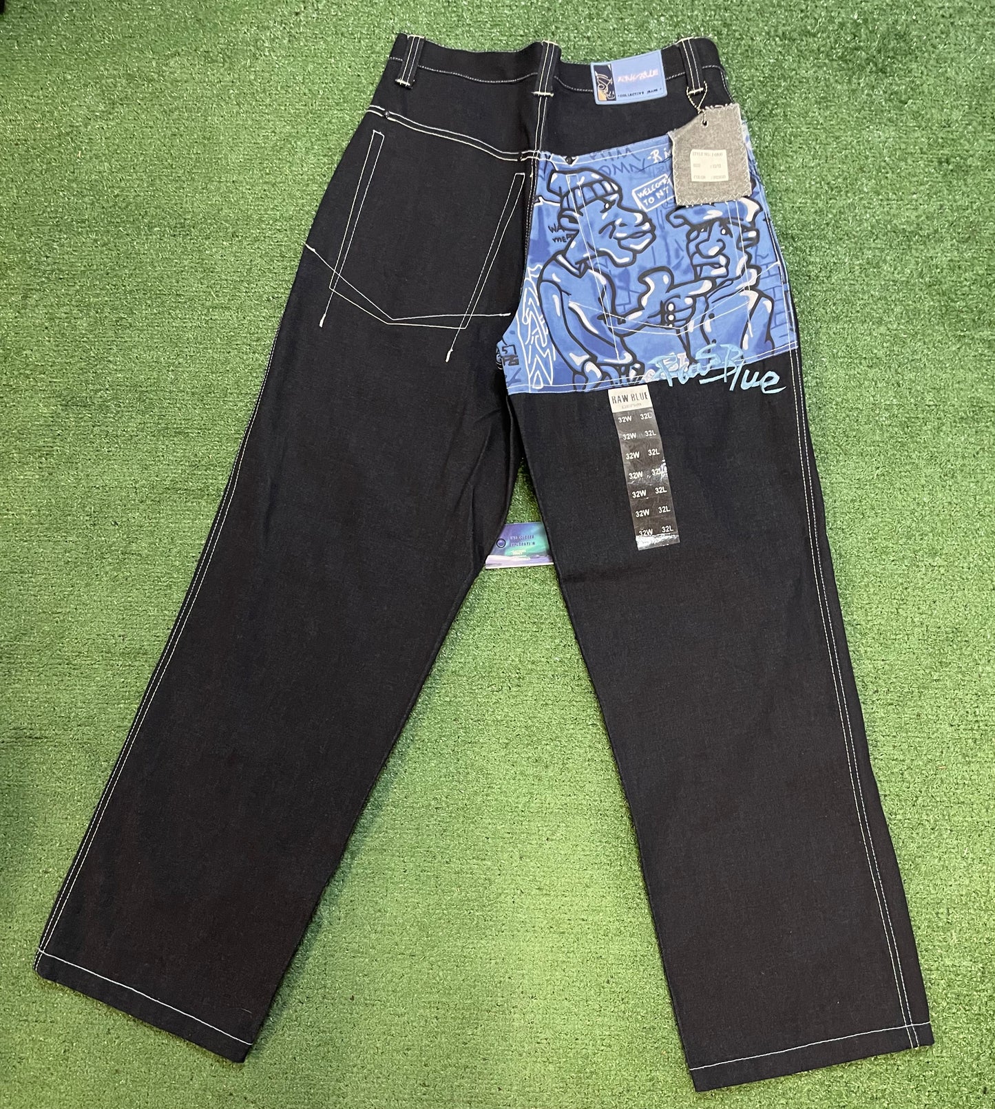 Vintage 1990s Raw Blue dark wash graphic jeans