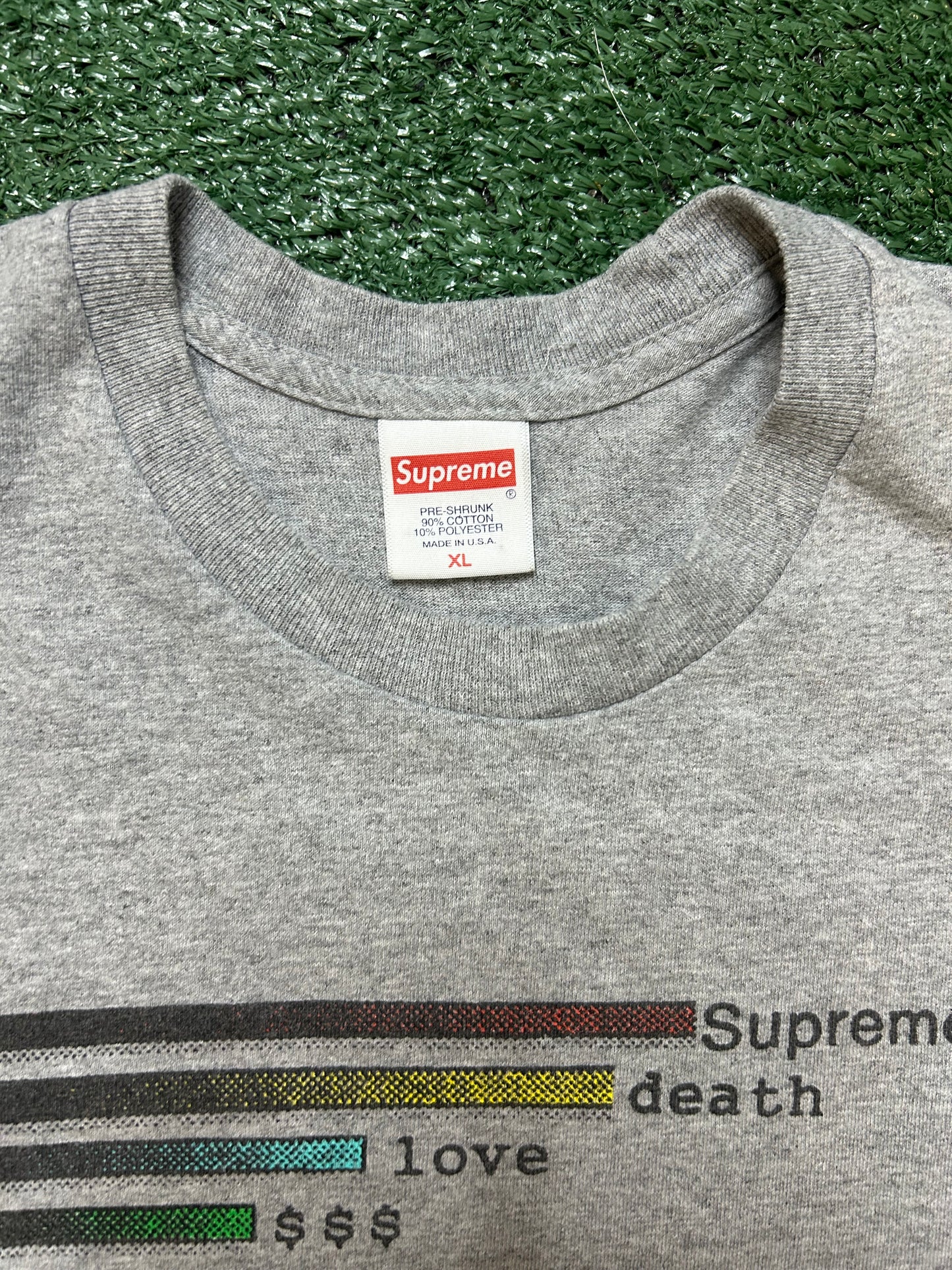Supreme chart heather grey tee