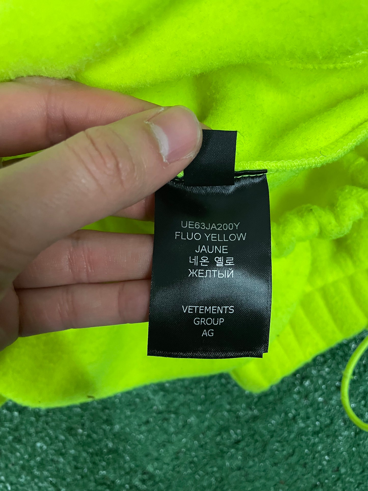 Vetements flou yellow fleece zip up jacket