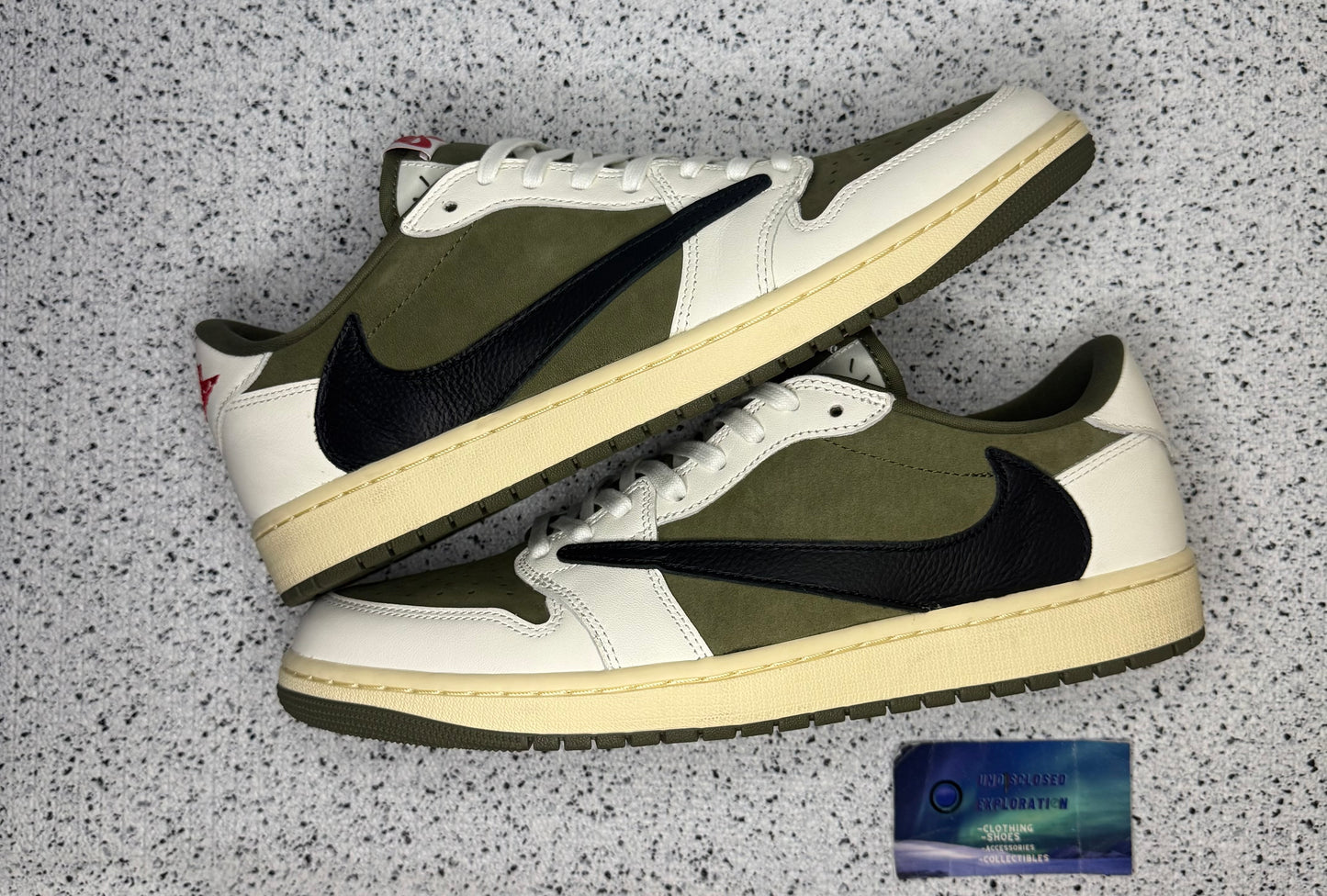 Jordan 1 Low Travis Scott Medium Olive 12 Men/13.5 Women “Preowned”