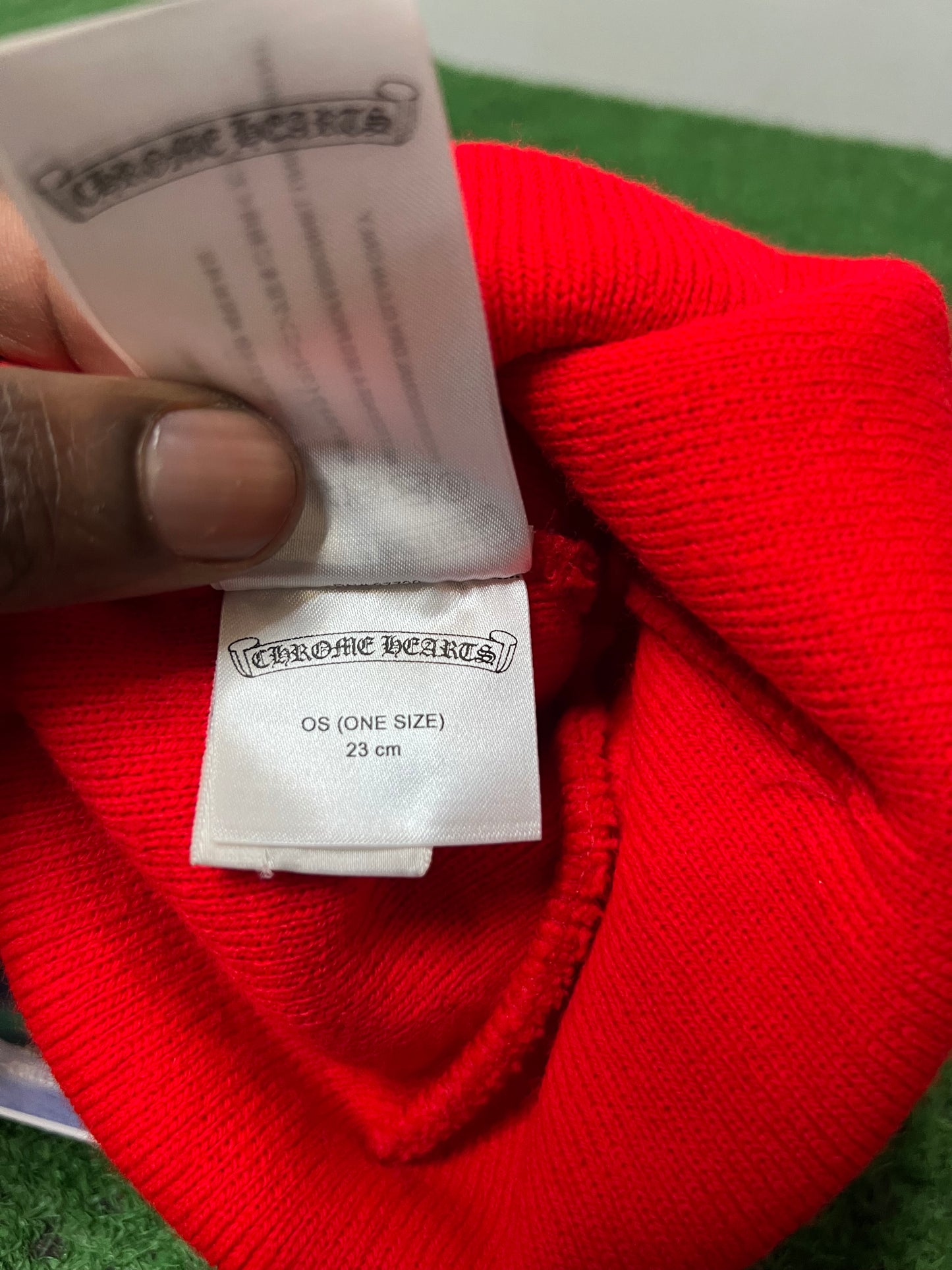 Chrome hearts logo beanie red