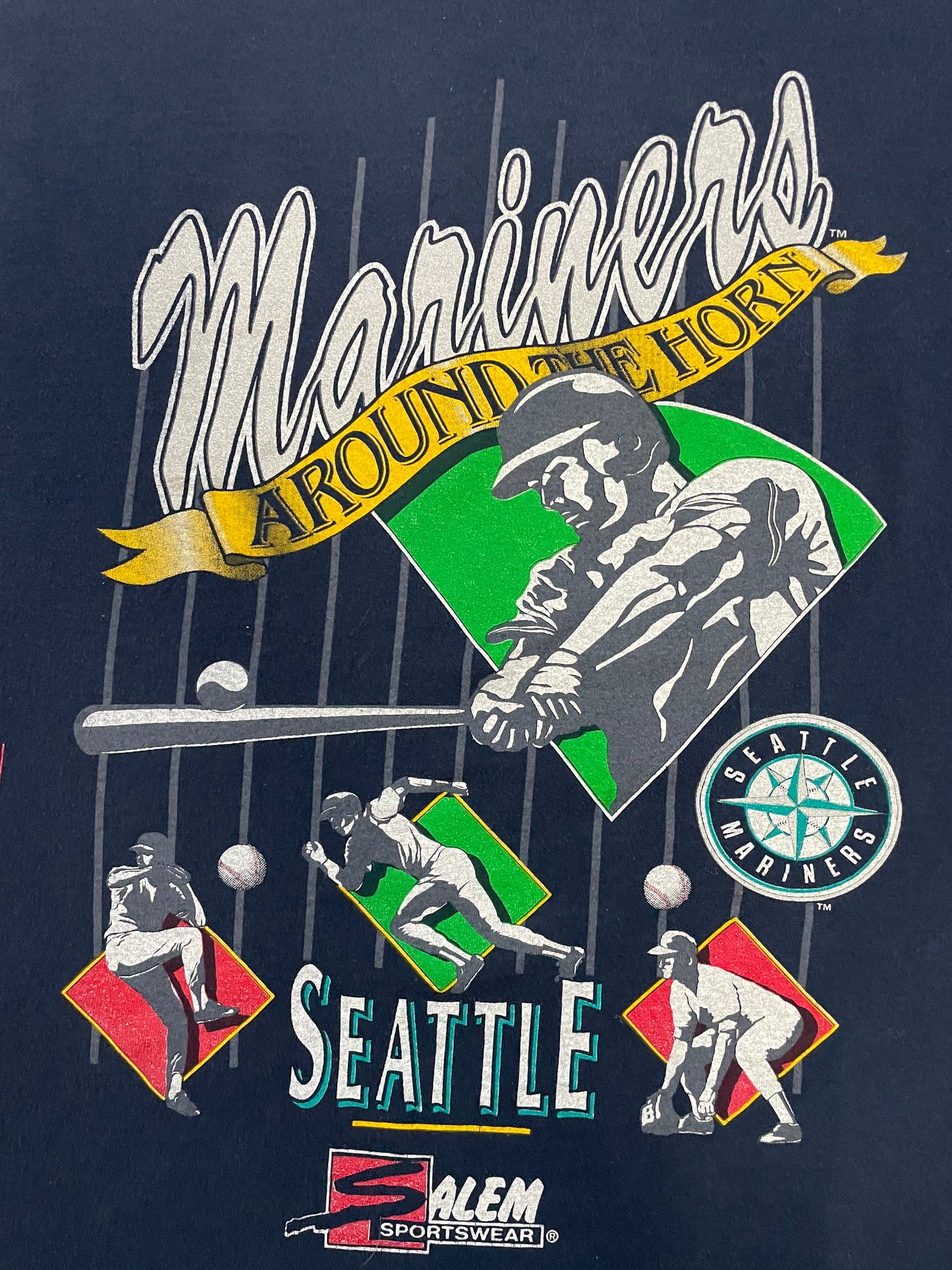 Vintage 1990s Seattle Mariners around the horn all over print tee