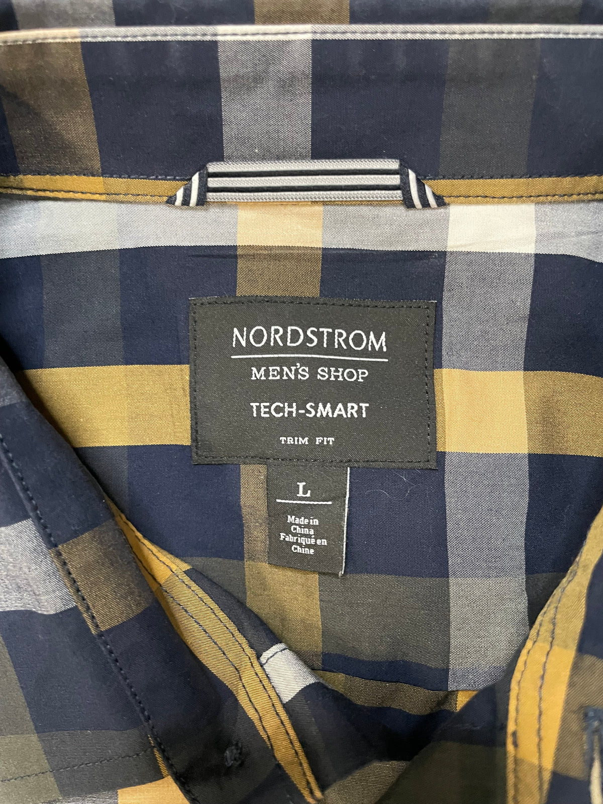 Nordstrom navy striped flannel